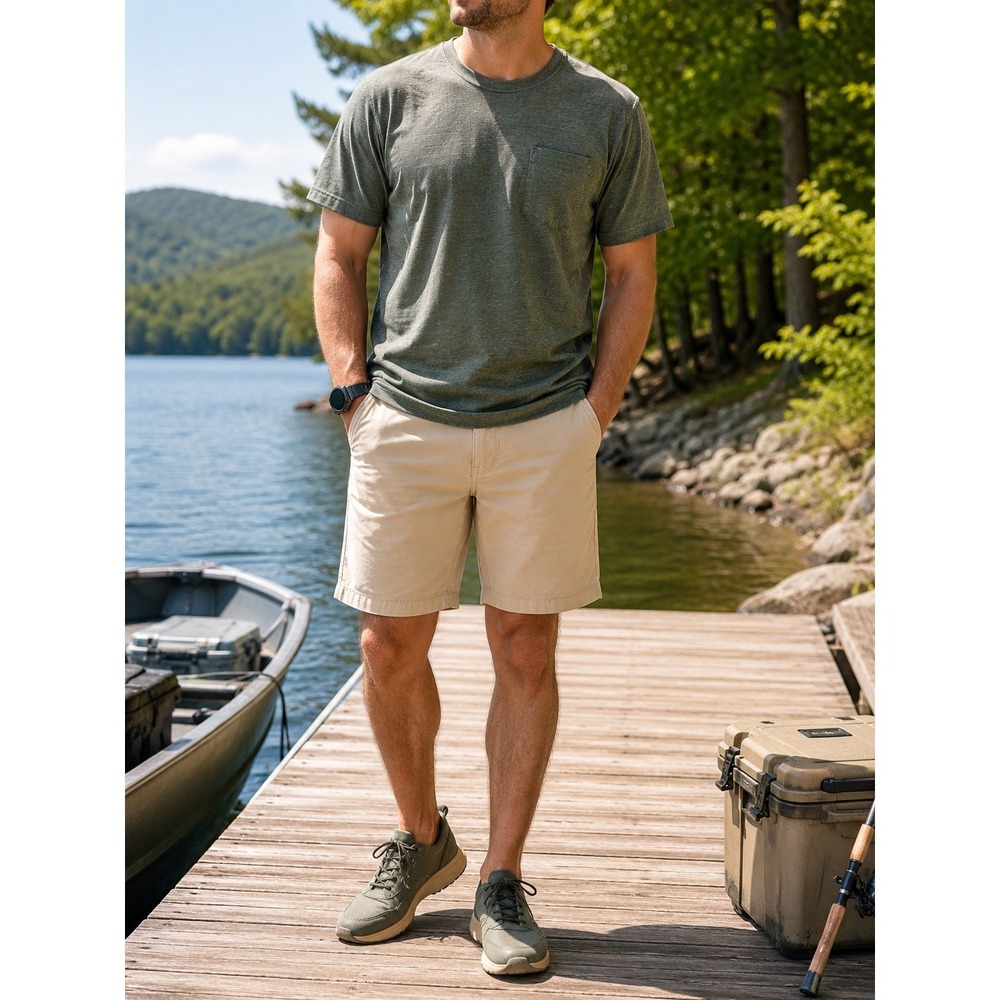 Columbia Men's 38 Khaki Chino Shorts 10" Inseam Cotton Casual Golf Outdoor
